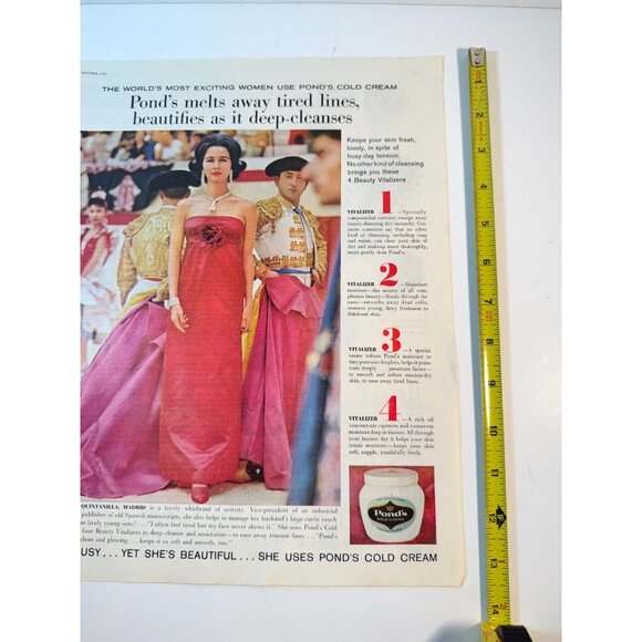 Vintage 1960 Pond's Cold Cream Cleanser Woman Red Dress Advertisement Print Ad - Picture 2 of 2
